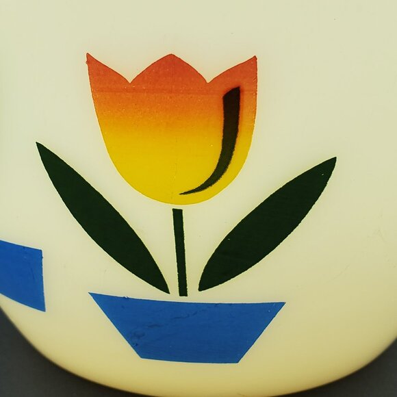 Fire King Tulip Large Mixing Bowl Anchor Hocking Tulips Milk Glass Serving Bowl - Picture 10 of 14